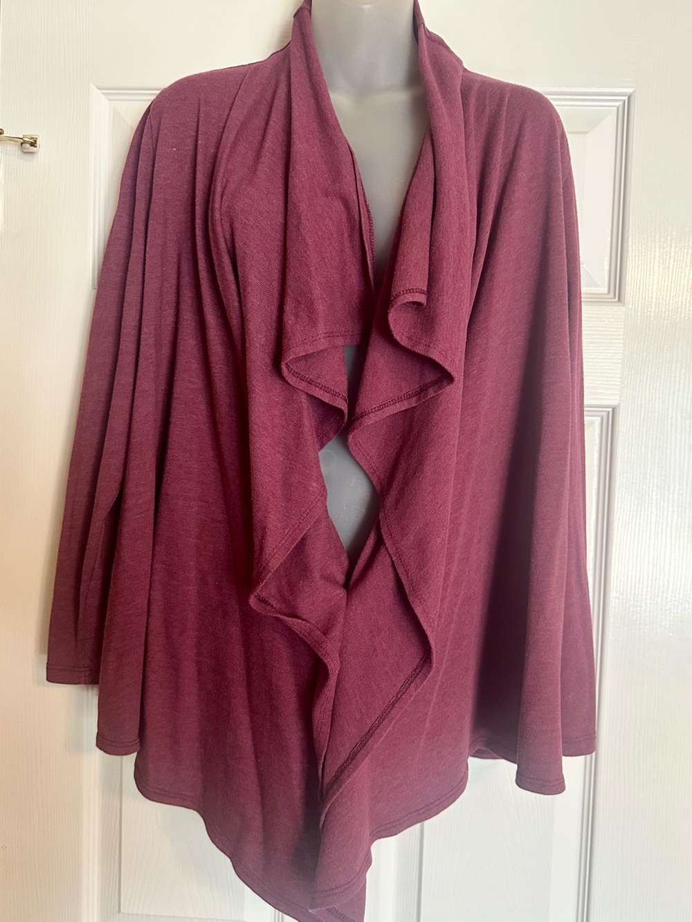 Coldwater Creek Open-Front Draped Cardigan - Wine Mauve